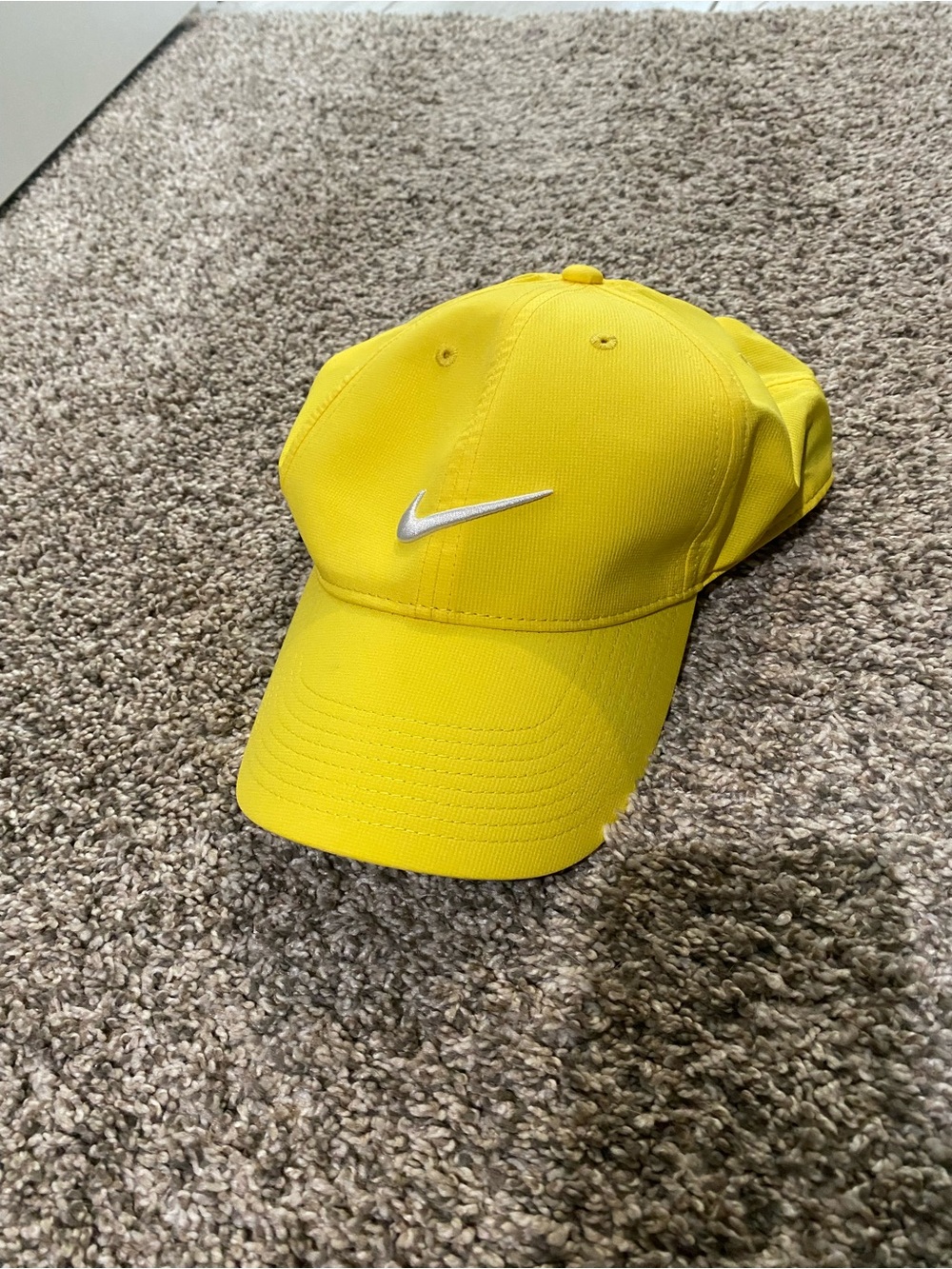 Nike Bright Yellow Baseball Cap with White Swoosh NWOT